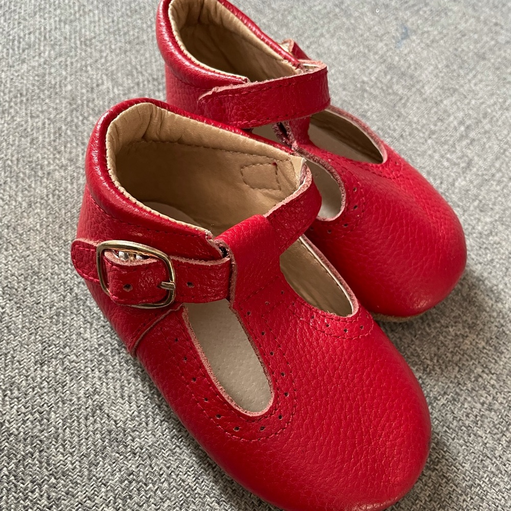 Red Leather Mary Jane Shoes Sz 3